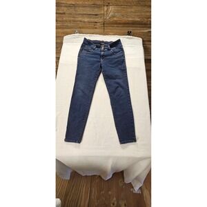 Curve Appeal Women Dark Wash High Rise Triple Button Skinny Jeans Size 10/30